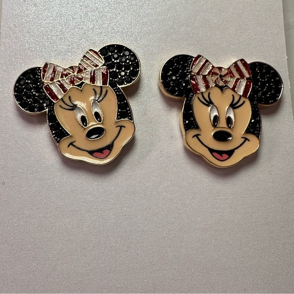 BaubleBar Minnie Mouse Earrings Red White Striped bow NWT - Picture 3 of 7
